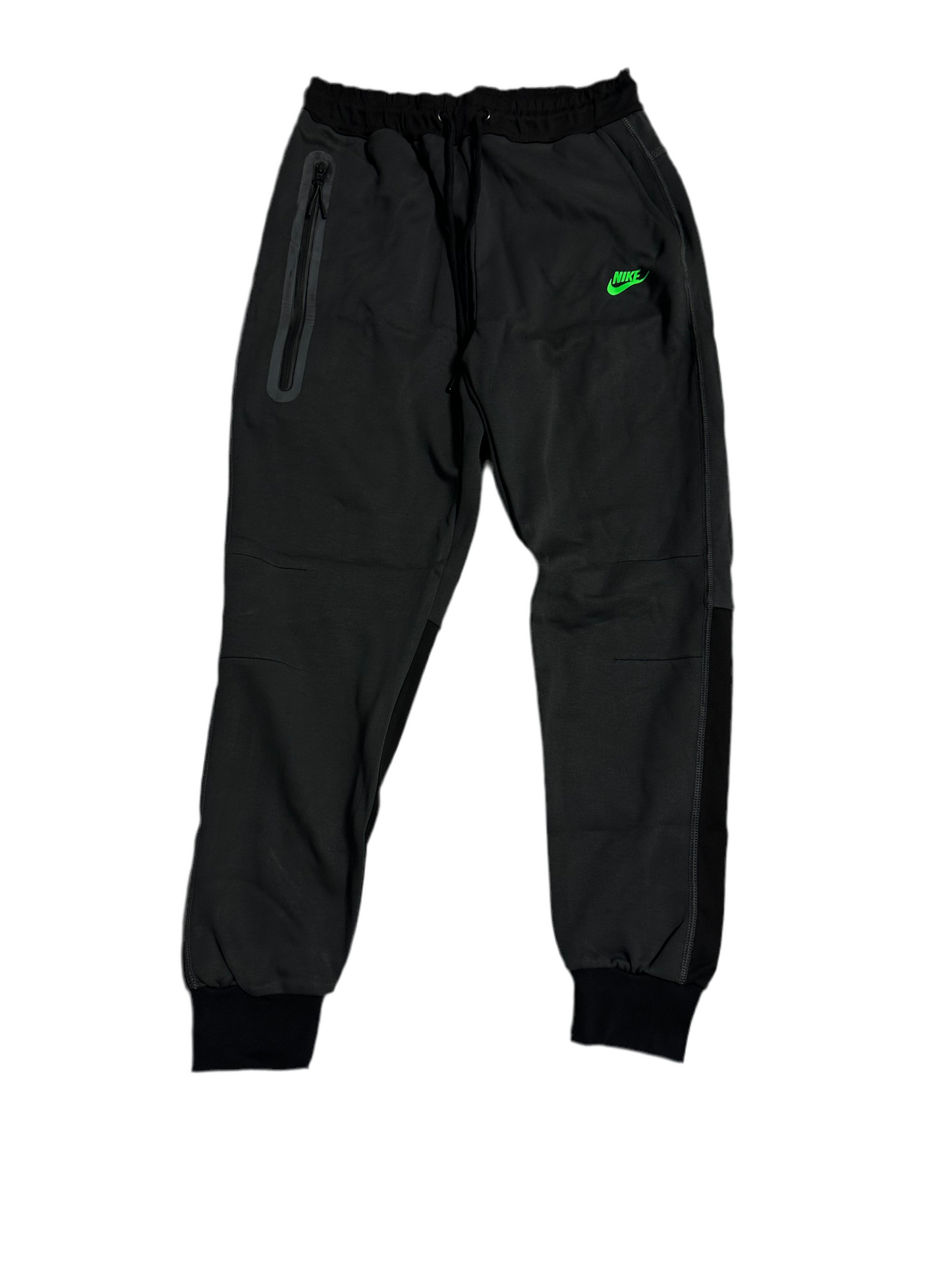 Trening Nike Tech Fleece - Negru/Gri cu logo verde neon