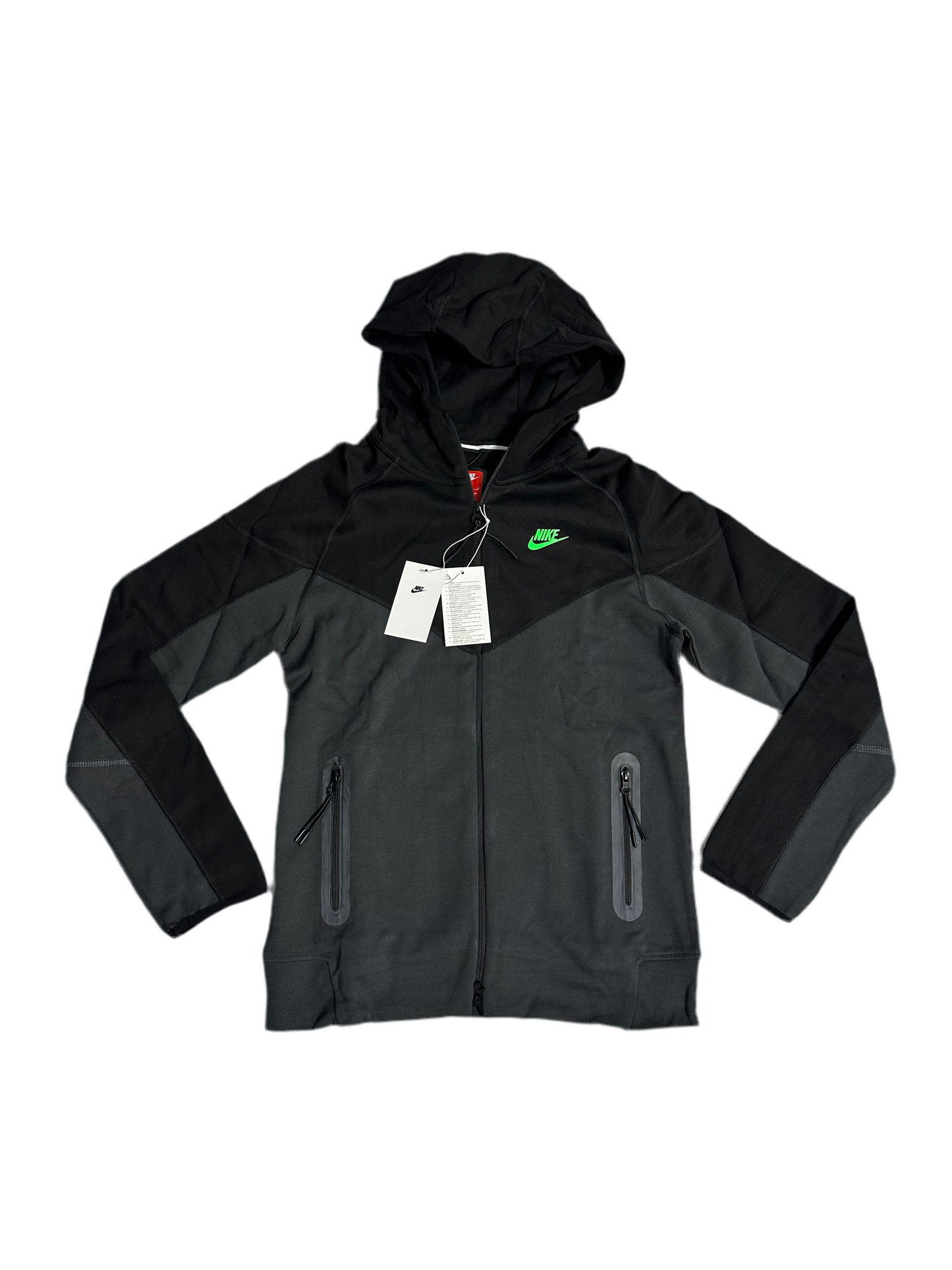 Trening Nike Tech Fleece - Negru/Gri cu logo verde neon