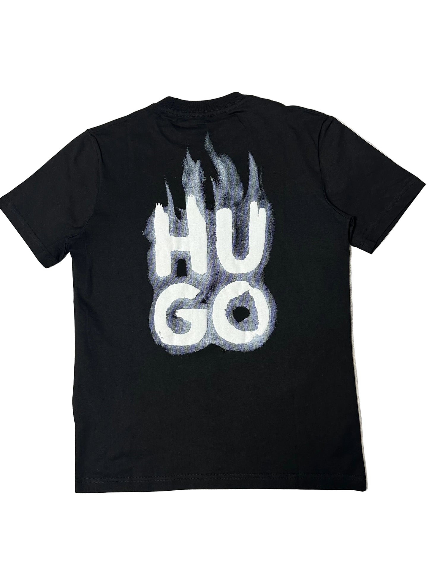 Tricou negru HUGO cu logo flame print – bărbați