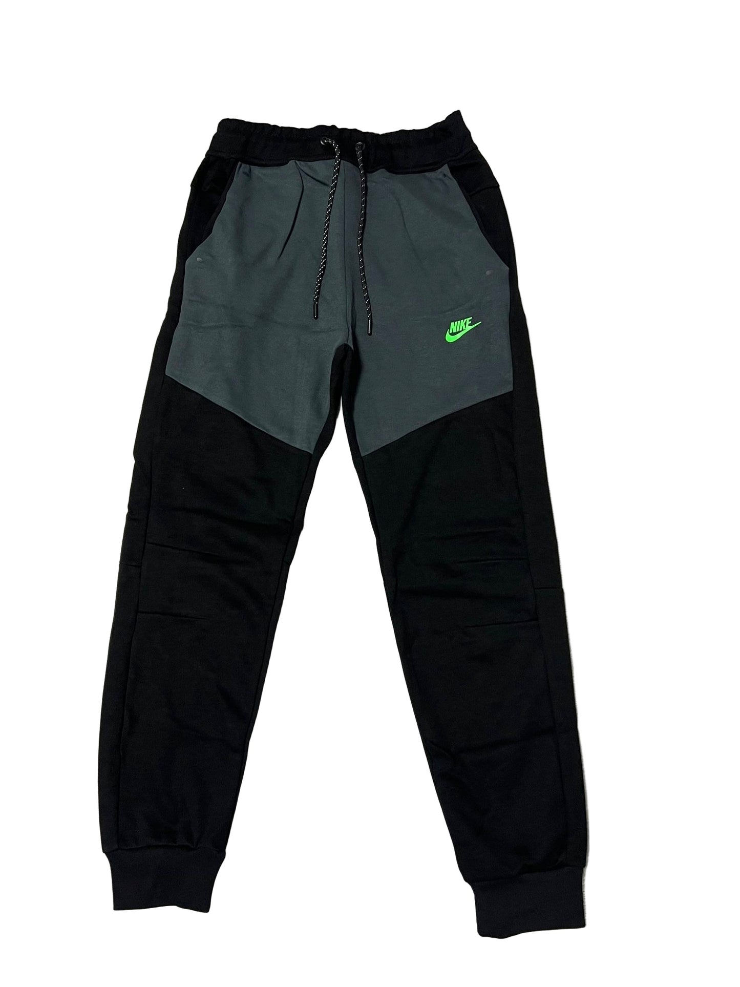 Trening Nike Tech Fleece - Negru/Gri cu logo verde neon