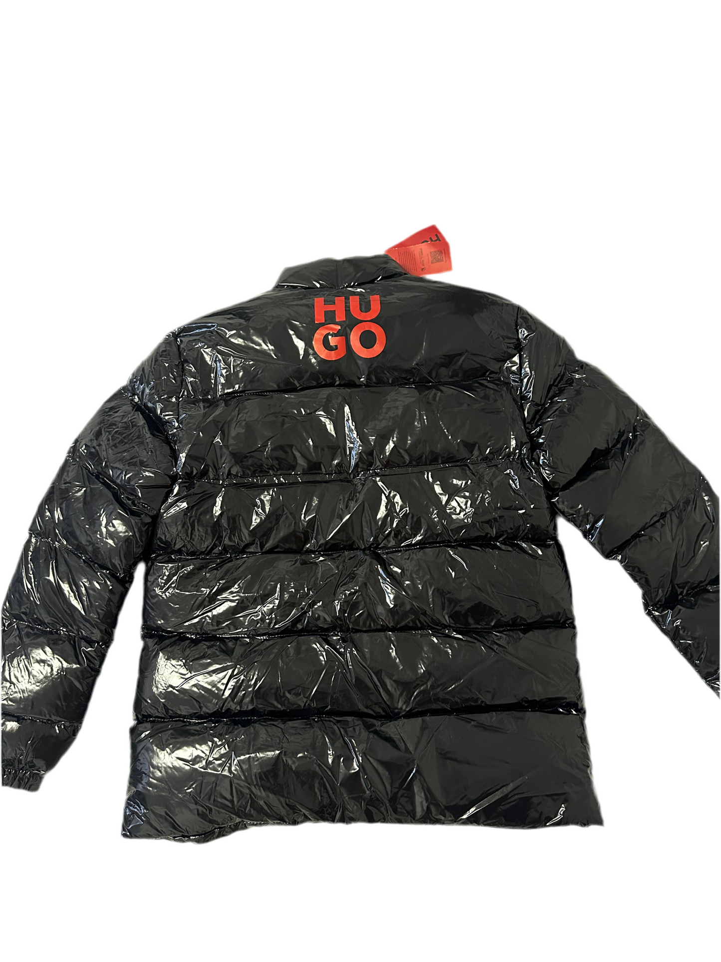 Geaca Hugo bărbați - model puffer negru lucios